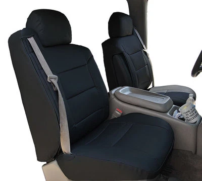 FOR CHEVY SILVERADO 2000-02 S.LEATHER 2 FRONT SEAT & 2 ARMREST COVERS BLACK - Image 1 of 4