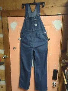 Vintage Big Mac Square Bak Overalls Denim Carpenter Button Fly 80s 32x31 - Picture 1 of 13