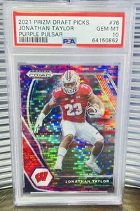 Jonathan Taylor 2021 PRIZM Purple Pulsar Refractor /25 PSA 10 GEM MINT     POP 1 - Picture 1 of 4