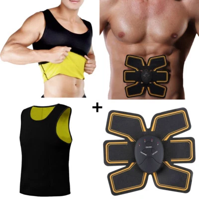 CANOTTA UOMO + ELETTROSTIMOLATORE GYM TRAINING MAGLIA DIMAGRANTE PALESTRA - Immagine 1 di 3