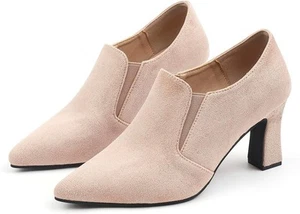 Women's Pointed Toe Slip on Suede Ankle Boots, 2.95 Inch Low Chunky Block...  - Picture 1 of 28