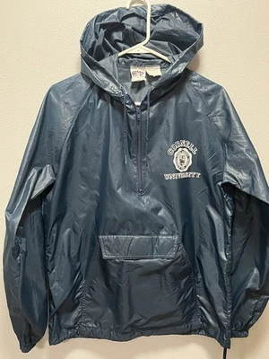 Chaqueta cortavientos con capucha de nailon azul marino pequeña de la Universidad de Cornell de colección para hombre Foto 1 de 4