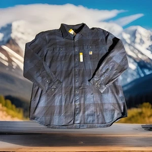 Carhartt Flanell Button Down Hemd Loose Fit Gr. 3XL kariert Big & Tall blau Neu mit Etikett - Bild 1 von 9