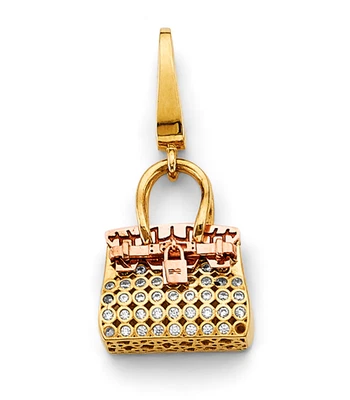 14k 3C Solid Gold Purse Handbag Fashion Pendant Charm Lab Created - Image 1 of 2