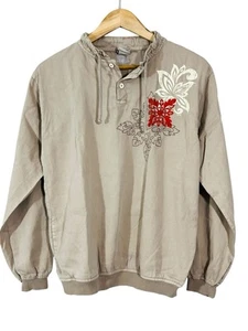 CAMISAS LOCAS Hawaii Tostado Arena Ligero Manga Larga Pullover Sudadera Talla XS - Imagen 1 de 12