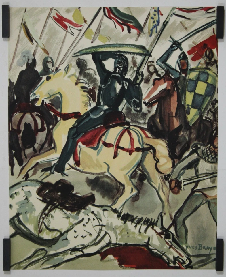 Brayer Yves Bouvines 1963 Estampe en couleur Histoire Royauté Nord - Photo 1/1