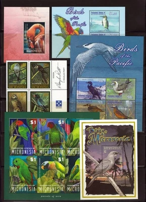 Colección de 5 páginas de Birds MNH, Búhos, Loros, Pavos Reales Micronesia ZAYIX 0825L1711 Foto 1 de 4
