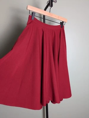 True Vintage Burgundy Red Handmade Circle Skirt With Pocket - Image 1 of 4
