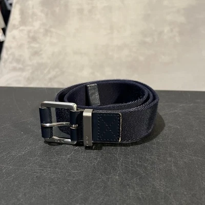Cinturón RLX Ralph Lauren para Hombres 34 Azul Marino Tela Cuero Borde Hebilla Gunmetal Foto 1 de 4