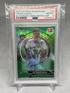 2022-23 Topps Finest Bundesliga Lee Buchanan Green Rookie Auto /50 PSA 10 - Picture 1 of 2