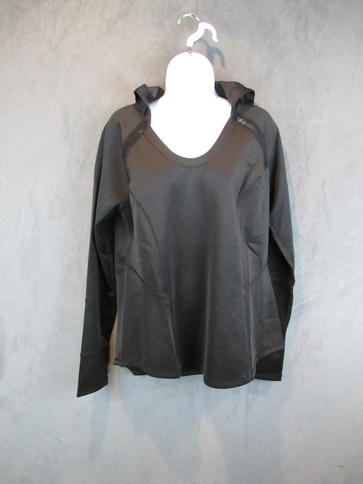 NYDJ Shirt Womens Large Black Scuba Hooded Activewear Base Layer Stretch Sporty - Image 1 of 4