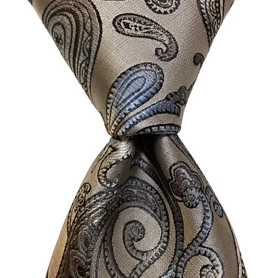 VENTURI UOMO Men's 100% Microfiber Skinny Necktie Designer PAISLEY Gray/Blue EUC - Image 1 of 3