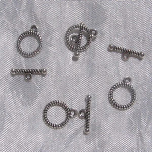 LOT DE 12 SETS DE FERMOIRS TOGGLE ROND BARRE 16x13mm ARGENTE sans nickel *T24 - Picture 1 of 2