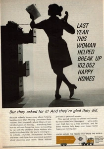 1969 Vintage Print Ad Last Year This Woman Helped Break Up Home United Van Lines - Picture 1 of 2