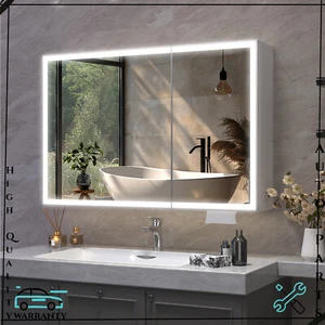 Bathroom LED Lighted Mirror Cabinet Anti-Fog Medicine Cabinet Wall-Mounted Alloy - Picture 1 of 13