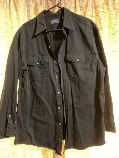 Camisa de vestir informal para hombre edición básica negra profunda 100 % algodón L Foto 1 de 2