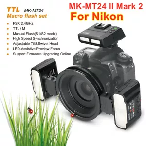 Meike MK-MT24 II Mark 2 Macro Twin Flash Light Speedlite For Nikon D3100 D3200 - Picture 1 of 7