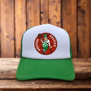 Boston Celtics Mens Trucker Hat Black Snapback Retro Logo Basketball Ball Cap - Picture 1 of 6