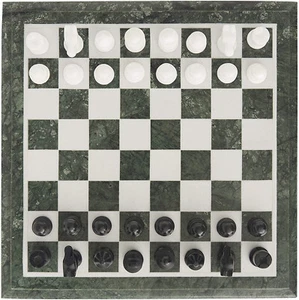 Green Chess Board Sets with Marble Black & White Chess Pieces Chess Set Handmade - Picture 1 of 7