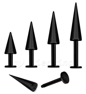 14G Black Anodized 316L Surgical Steel Long Spike Chin Labret Tragus Piercing - Picture 1 of 4