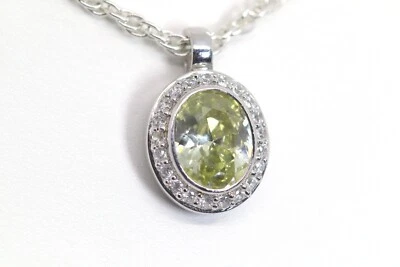 Prasiolite Rimorchio ( Ovale Levigata) (925er / TC ) + Zirconia & Collana - Immagine 1 di 4