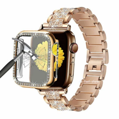 Correa brillante iWatch carcasa de vidrio para Apple Watch 11 10 9 8 7 SE 3 6 5 4 2 49 mm Foto 1 de 4