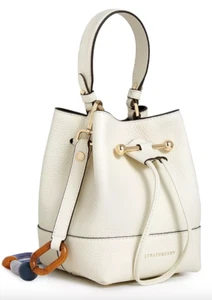 AUTH NWT Strathberry Mini Lana Ossette Beaded Bucket Pebbled Leather Bag-Vanilla - Photo 1 sur 22
