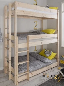 Natural Pine Triple Sleeper Bunk Bed – Smart & Stylish Space Saver! - Picture 1 of 4