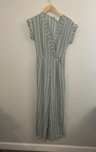 Monteau Los Angeles Striped Wide Leg Jumpsuit Navy White - Size Small - Picture 1 of 8