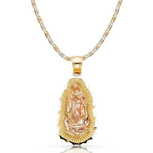 Ciondolo Ciondolo Guadalupe Oro 14K Bicolore e Collana Catena Stella Valentino 2 6 mm