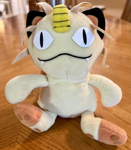 Pokemon Plush Meowth Hasbro Stuffed Animal Toy Bean Bag Vintage 1998 7" N6 Cover