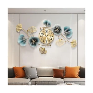 Wall Clocks for Living Room Decor,Large Wall Clock,3D Creative Metal Ginkgo L... - Picture 1 of 7