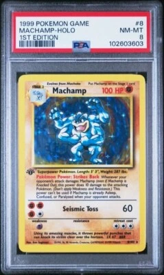 #8 Machamp 1st Edition Holo Rare 1999 Pokemon Game Base WOTC Fresh PSA 8 NM-MT - Image 1 of 3
