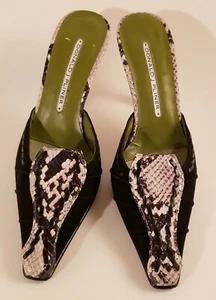 DONALD J. PLINER Black Suede Snake Skin 3" Heel Size 5M (US/CAN) Mint Shoes - Picture 1 of 8