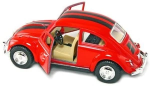 New Kinsmart Volkswagen Beetle VW Bug w/ Stripes Diecast Model Toy 1:32 Red - Picture 1 of 1