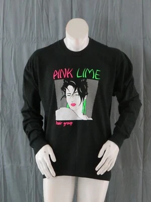 Vintage Graphic Long Sleeve Shirt - Pink Lime Hair Group New Wave Lady - Mens XL - Image 1 of 4