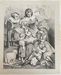 GUSTAVE DORÉ, FAIRY TALES BY PERRAULT Engraving, 1862 - FAIRYTALE FRONTISPIECE - Imagen 1 de 5