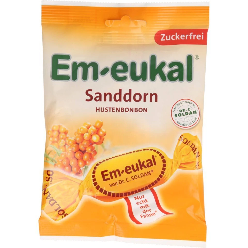 DR. C. SOLDAN GMBH EM EUKAL Bonbons Sanddorn zuckerfrei 75 g PZN03166310