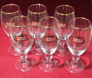 Stella Artois Belgian Beer Glass 40cl Gold Rim Lot 6x New - Picture 1 of 2