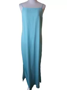 Staud Spaghetti Strap Slip Maxi Dress sheer turquoise size M - Picture 1 of 7