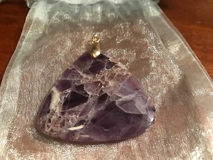 LARGE AMETHYST STONE PENDANT - STERLING - Picture 1 of 3
