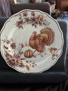 Neu Maxcera Toile Thanksgiving Truthahn bunt 9 1/4" Teller - Bild 1 von 3