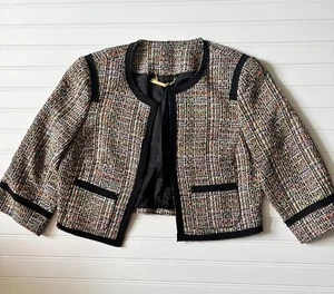 Neu mit Etikett Trina Turk Barrett kurz geschnittenes buntes Tweed-Sakko Größe 4 - Bild 1 von 7