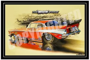 TOM "THE MONGOOSE" MCEWEN 57 CHEVY NHRA FUNNY CAR ARTWORK 12X18 Inches Print - Picture 1 of 1
