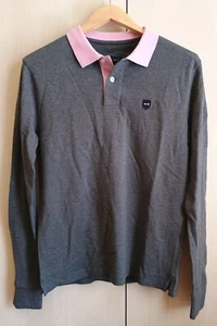 Eden Park Long Sleeve Gray with Pink Mens Polo Top, Small - Picture 1 of 5
