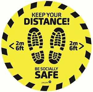 Safety Floor Signs - MULTI PACKS - 2M Footprint Floor Signs Stickers 30cm 12" - Bild 1 von 1