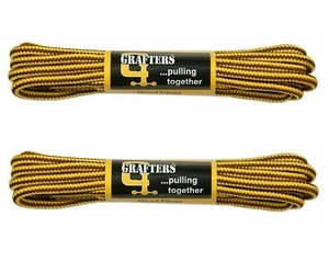 Grafters 2 Pairs 140CM Strong Work/Hiking/DR Martens Boot Laces Brown/Yellow - Picture 1 of 4