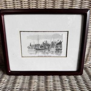 PATRICIA SCOTT KÜNSTLER SIGNIERTER DRUCK Nantucket Hafen GERAHMT & MATTIERT - Bild 1 von 7