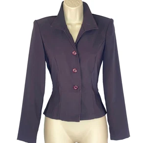 Vintage 90er ALL THAT JAZZ dunkellila Jacke Blazer XS Langarm Aubergine - Bild 1 von 7