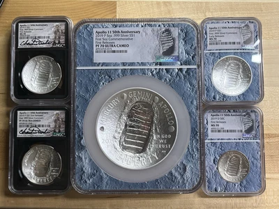 2019  APOLLO  11 50TH ANNIVERSARY FIVE COIN COLLECTION ALL NGC TOP GRADED - Image 1 of 4